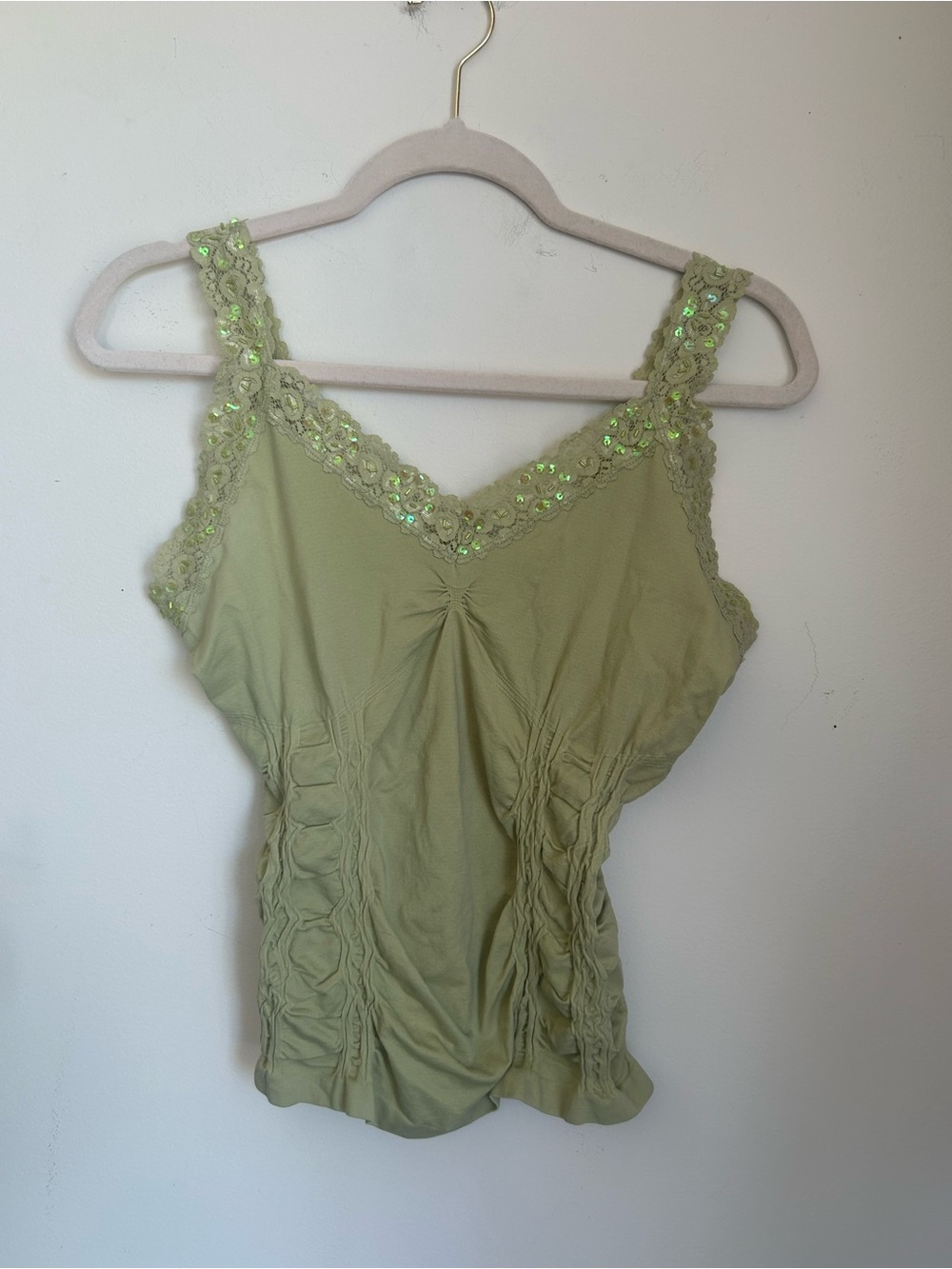 Y2K ardene Lace-Trim Tank Top with Sequin Detail